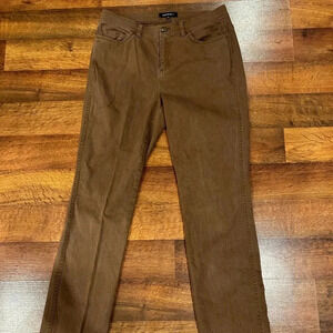 Lafayette 148 Herringbone Brown Trouser Pants Size 8 Stretch 5 Pocket